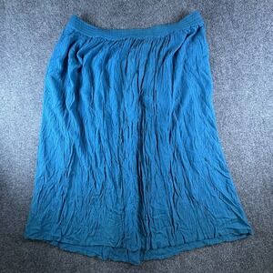 Diane Von Furstenberg Crinkle Skirt‎ Womens 36x32 Blue Rayon Elastic Waistband